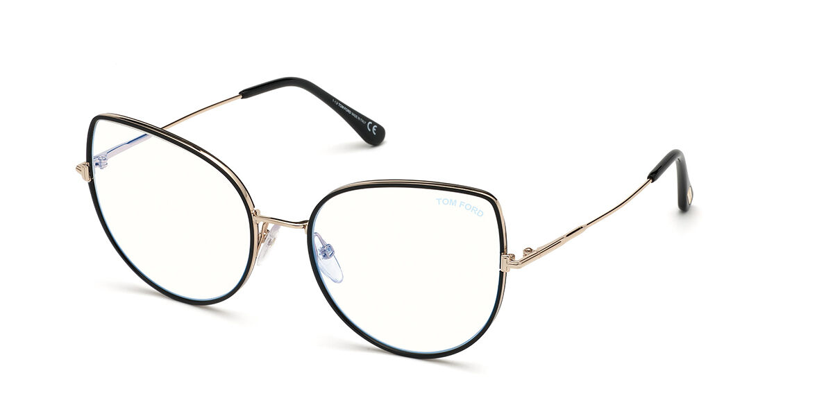 Tom Ford FT5614-B Blåa-Light Block 001 55 Svarta Glasögon (Endast Båge) Kvinna