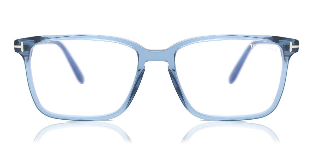 Tom Ford FT5696-B Blue-Light Block 090 Glasses Transparent Shiny Blue |  VisionDirect Australia