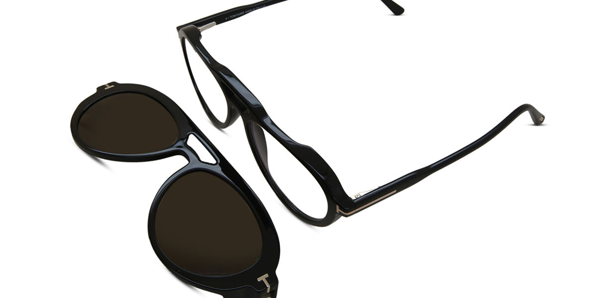 Tom Ford FT5760-B Blue-Light Block with Clip-On 001 Glasses Shiny Black |  SmartBuyGlasses UK