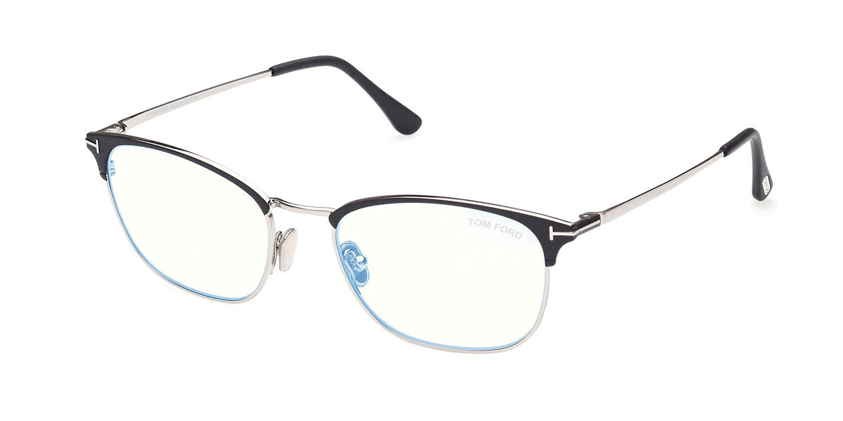 Tom Ford FT5750-B Blue-Light Block 002 Glasses Matte Black Silver ...