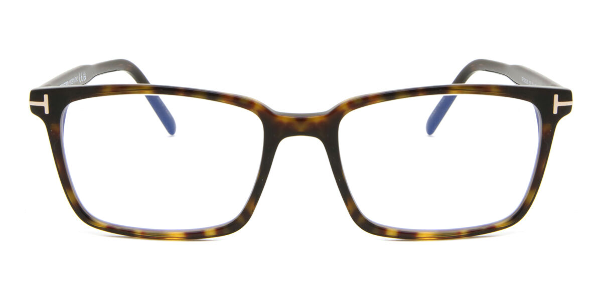 Photos - Glasses & Contact Lenses Tom Ford FT5802-B Blue-Light Block 052 Men's Glasses Tortoiseshell Size 55 - Free Lenses - HSA/FSA Insurance - Blue 