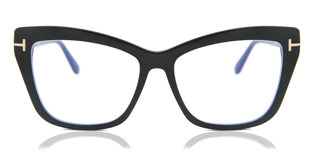 Photos - Glasses & Contact Lenses Tom Ford FT5826-B Blue-Light Block 001 Women’s Glasses Black Size 