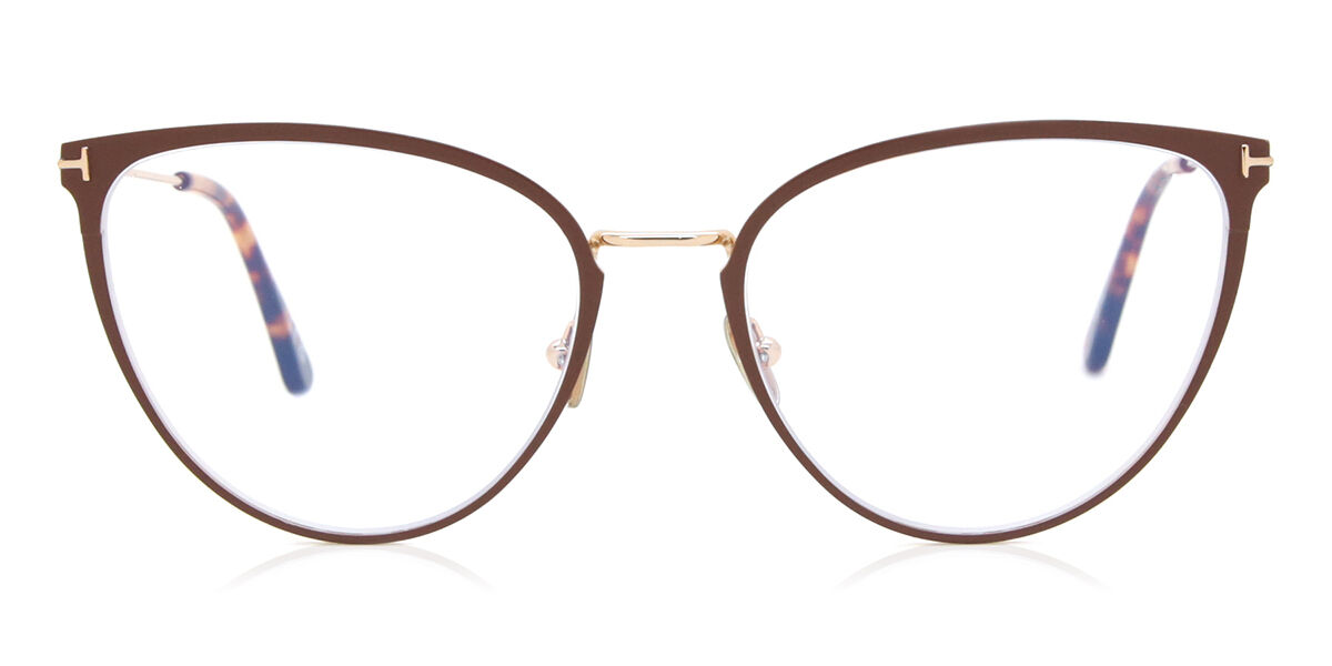 Tom Ford FT5840-B Blåa-Light Block 046 56 Bruna Glasögon (Endast Båge) Kvinna