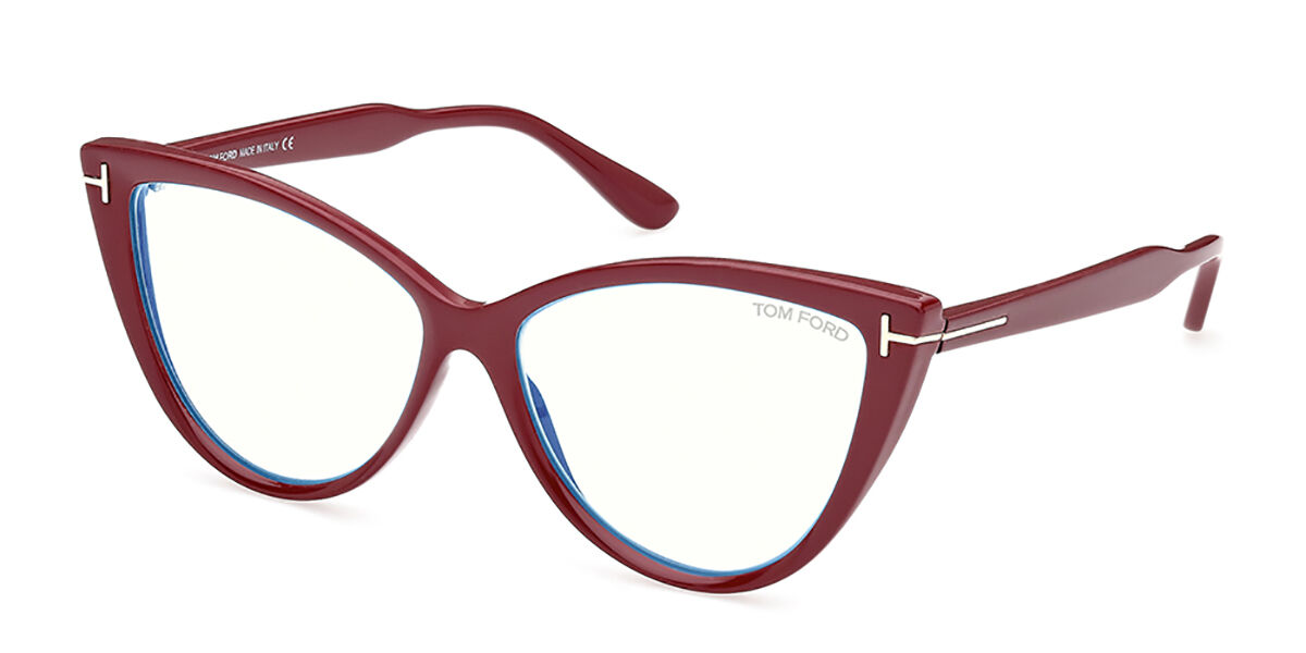 Tom Ford FT5843-B Blue-Light Block 074 Eyeglasses In Burgundy Red ...