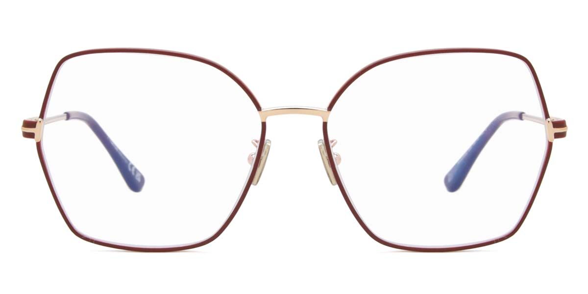 Photos - Glasses & Contact Lenses Tom Ford FT5876-B Blue-Light Block 028 Women’s Glasses Red Size 56 - Free Lenses - HSA/FSA Insurance - Blue Light B 