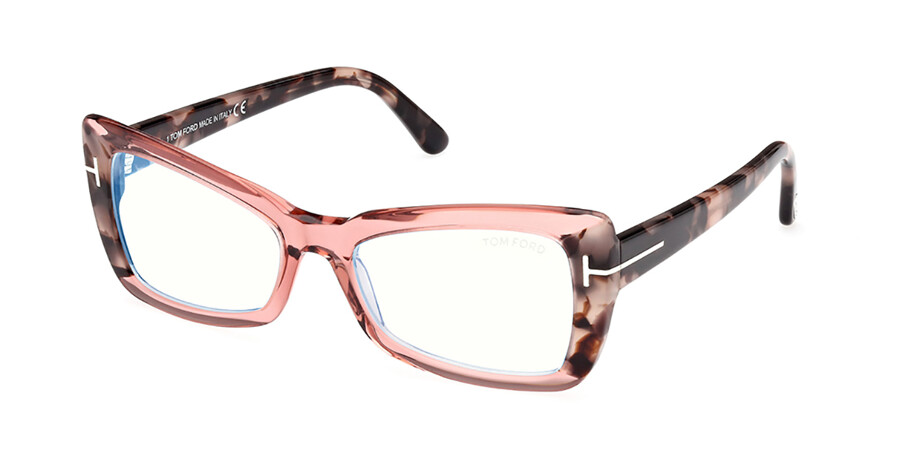 Tom Ford FT5879-B Blue-Light Block 072 Eyeglasses in Transparent Pink  Blonde Tortoise | SmartBuyGlasses USA