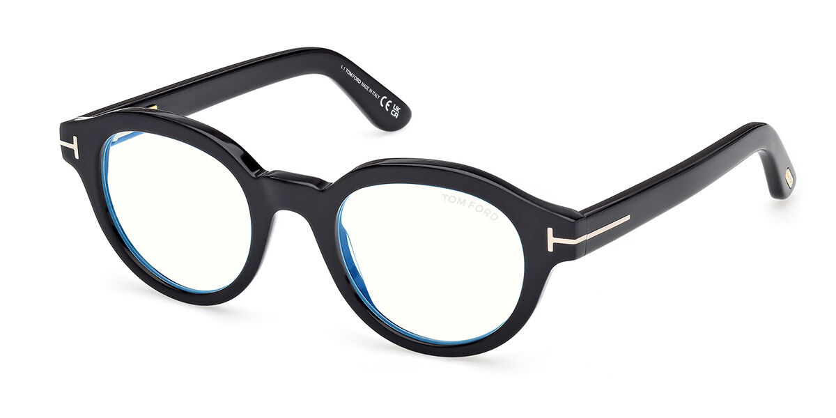 Photos - Glasses & Contact Lenses Tom Ford FT6037-B Blue-Light Block 001 Men's Eyeglasses Black Size 49  - Blue Light Block Available (Frame Only)