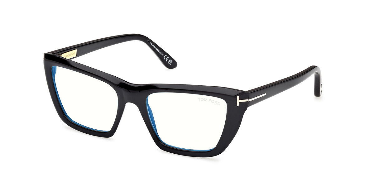 Tom Ford FT6047-B Blåa-Light Block 001 54 Svarta Glasögon (Endast Båge) Kvinna