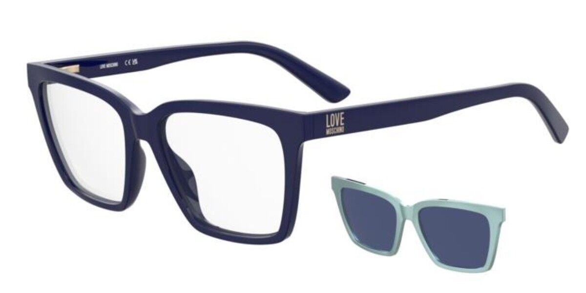 Photos - Glasses & Contact Lenses Moschino Love Moschino Love MOL661/C with Clip-On PJP/KU Women's Eyeglasses Blue Size 54  - Blue Light Block Ava(Frame Only)