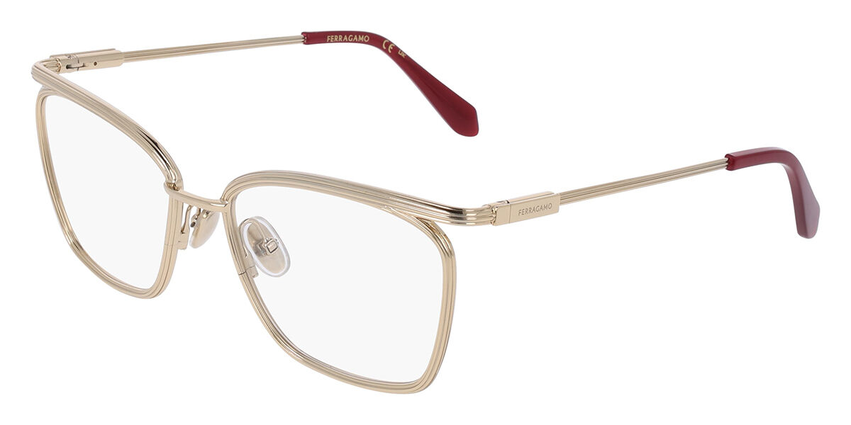 Photos - Glasses & Contact Lenses Salvatore Ferragamo SF2235 710 Women's Eyeglasses Gold Size 55  - Blue Light Block Available (Frame Only)