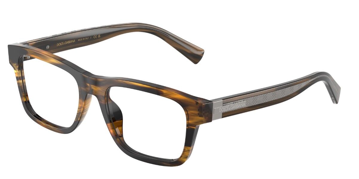 Dolce & Gabbana Herren Shiny Striped Brown Dg3446 3063 51Mm Braune Brillen
