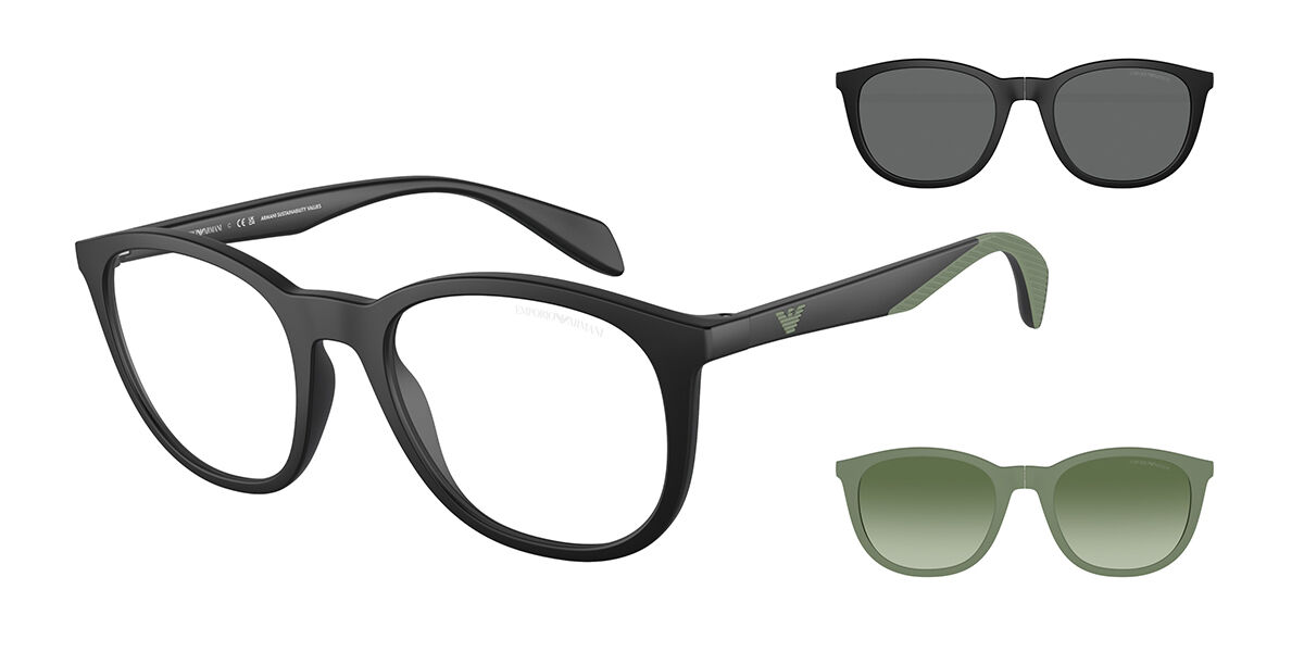 Photos - Glasses & Contact Lenses Armani Emporio  Emporio  EA4211 With Clip-On 50011W Men's Eyeglasses 