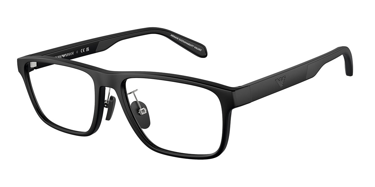 Emporio Armani EA3233F Asian Fit 5001 Men's Eyeglasses Black Size 56 (Frame Only) - Blue Light Block Available