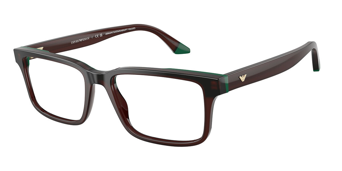 Emporio Armani EA3269F Asian Fit Men's Glasses, Brown, Size 54