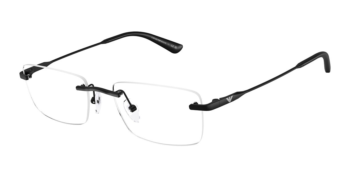 Matte Black rectangle Titanium eyeglasses Online - Rimless - EA1195TD